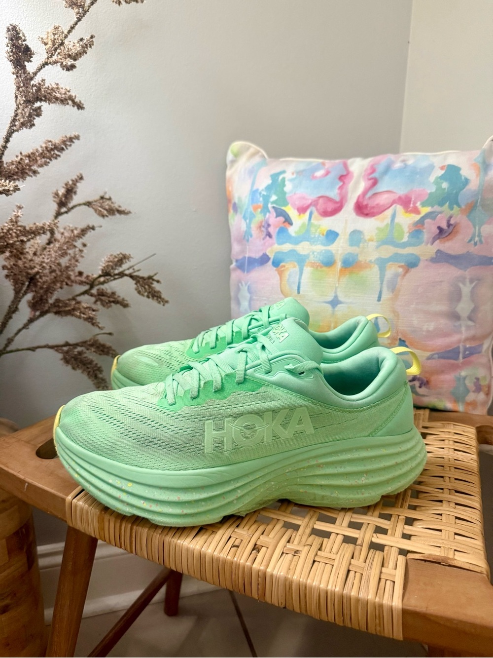 HOKA Bondi 8 Running Shoes Lime Glow / Lemonade Men’s Size 10.5 D 💚🍋